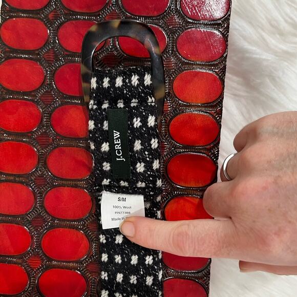 NEW J. Crew Wool Tie Belt 1” Thin Adjustable Waist Belt S/M Charcoal + Grey NWOT - Picture 14 of 16